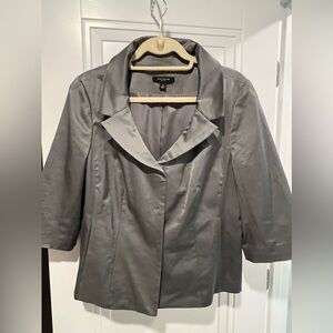 Ann Taylor pewter elegant jacket-size 16-feels like raw silk